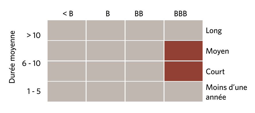 Tableau de style de fonds : court terme et moyen terme de BBB